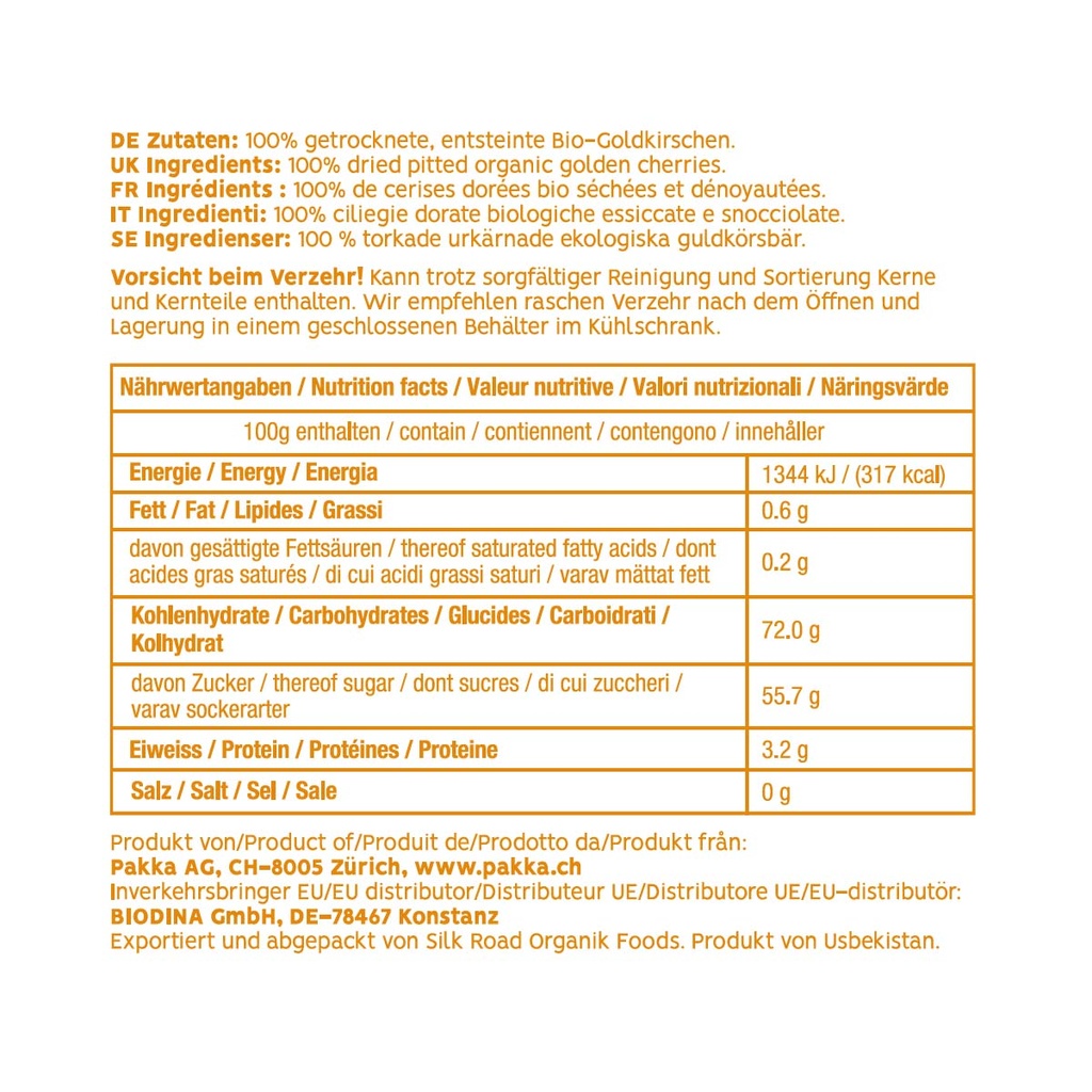 Goldkirschen sonnengetrocknet, Bio, Fairtrade, 1kg