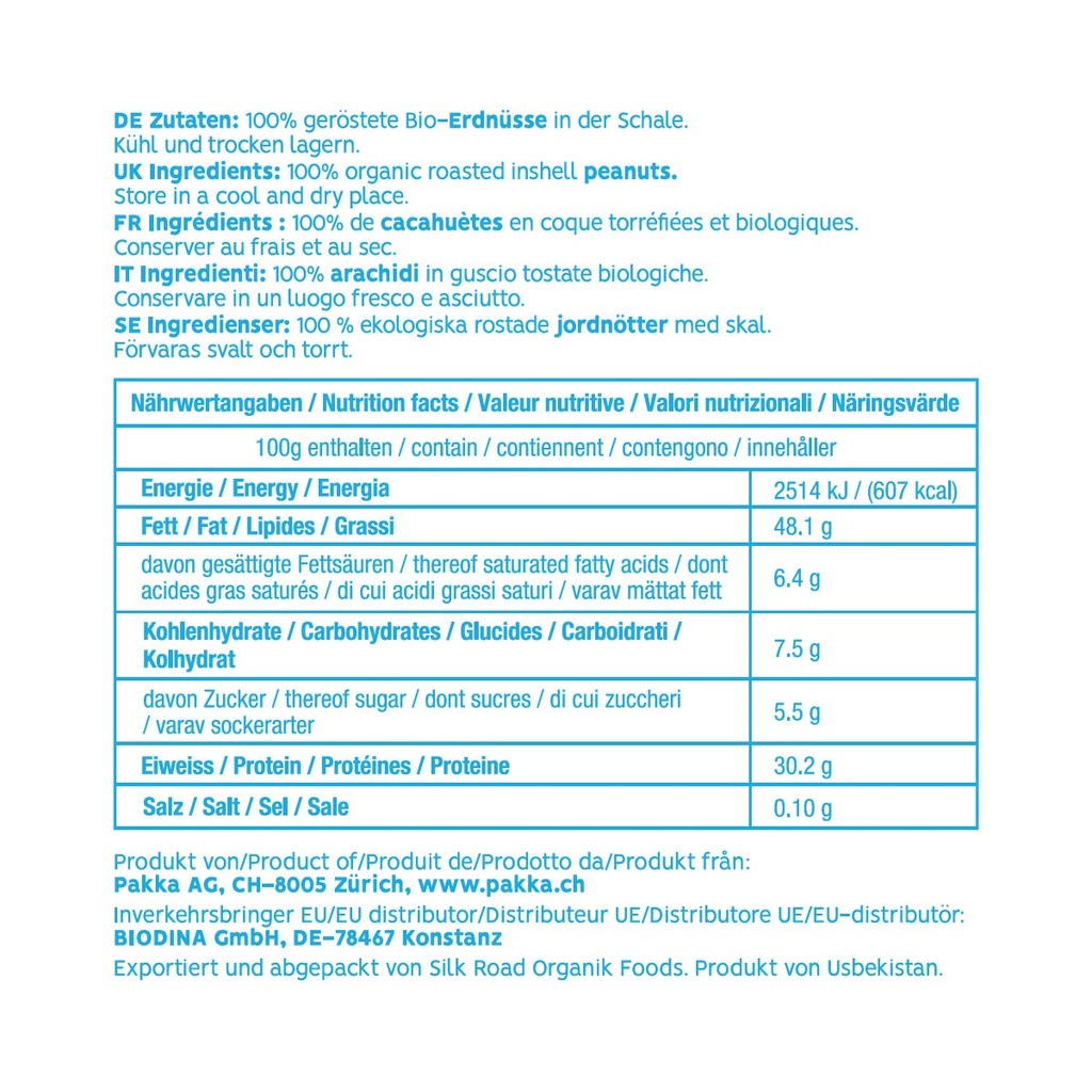 Erdnüsse in der Schale Nährwerte und Zutaten