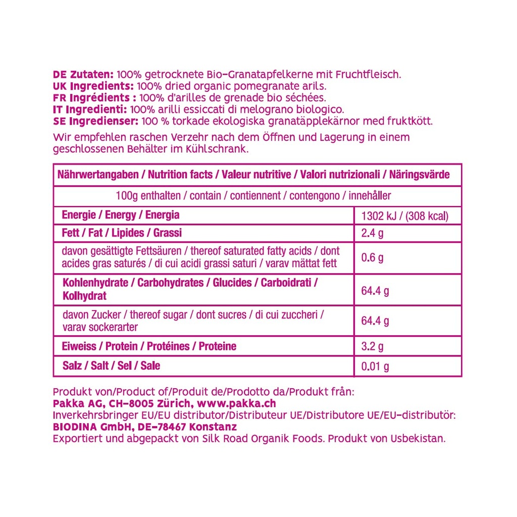 Granatapfelkerne, getrocknet, Bio & fair, 100g