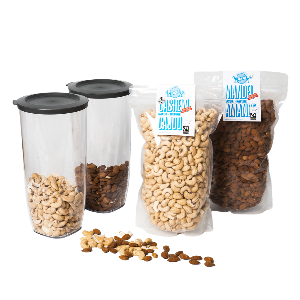 Nut storage set of 2, incl. 2 storage tins made