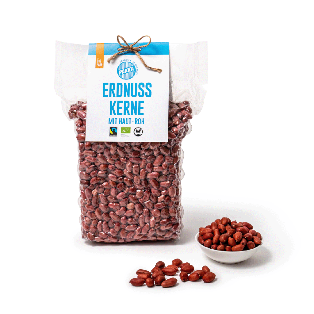 Cacahuètes à peau rouge, bio, Fairtrade, 1kg