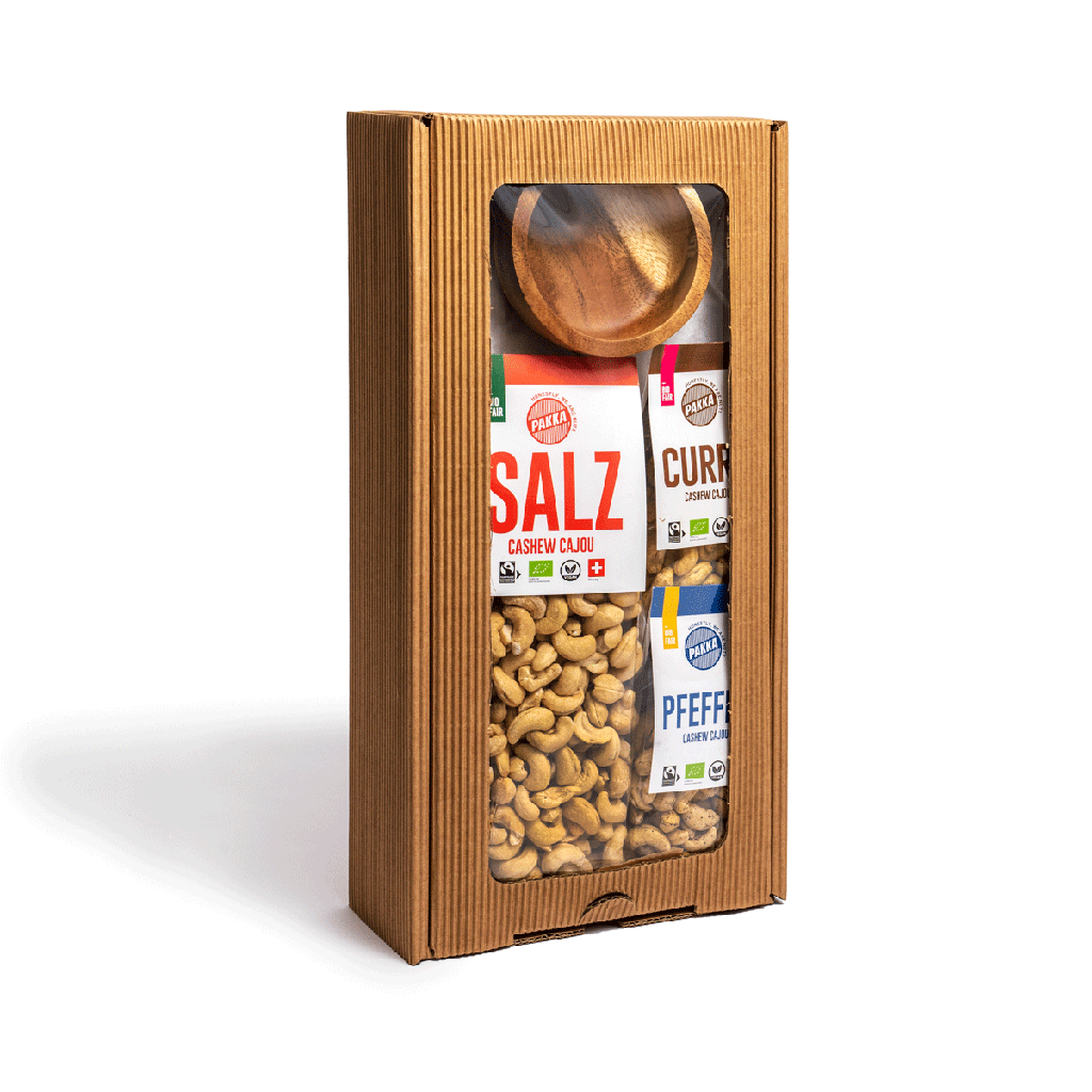 Gift box big «spice nuts with aperitif bowl, 1x450g & 2x100g»