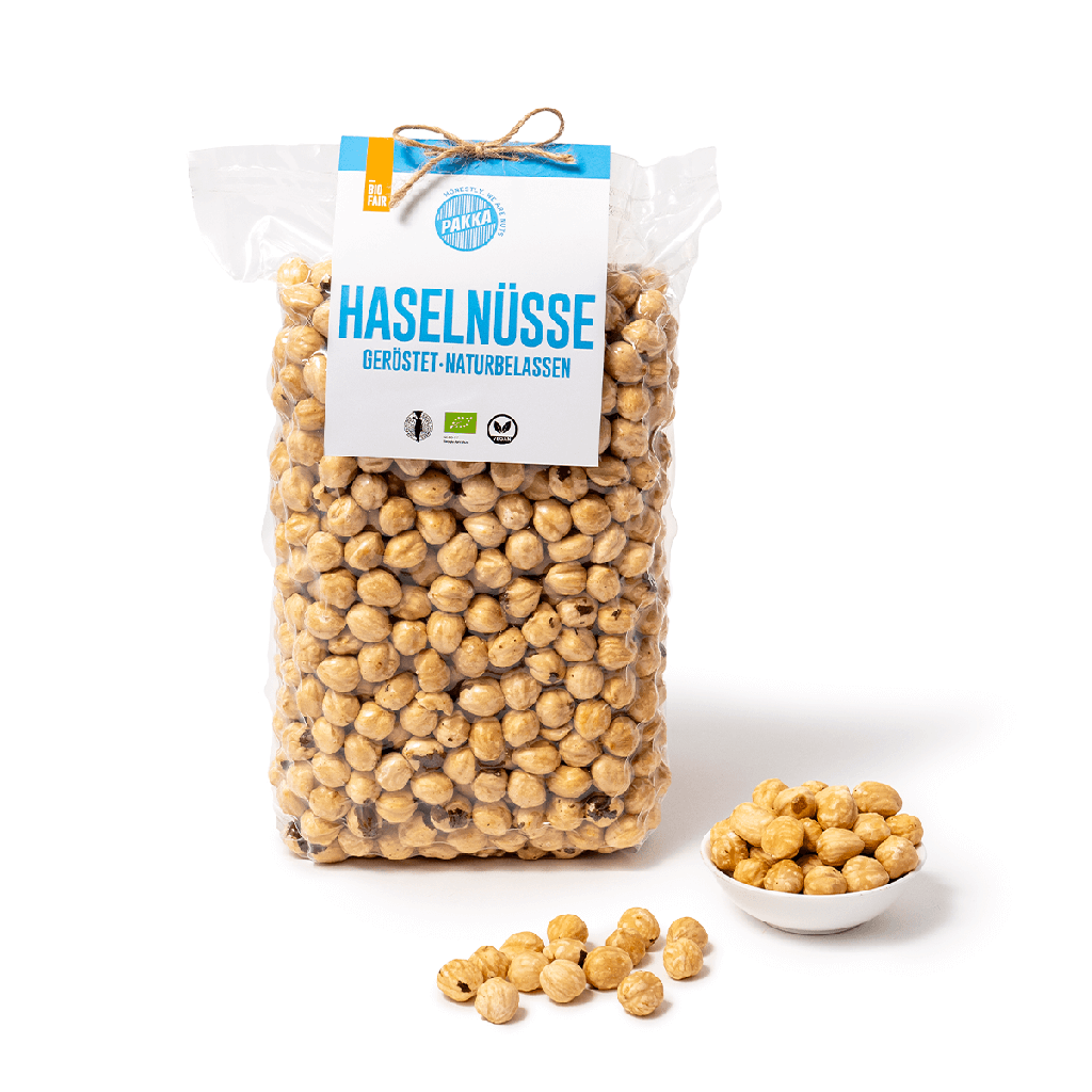 ﻿Haselnüsse Nature geröstet, Bio & Fairtrade, 1kg﻿